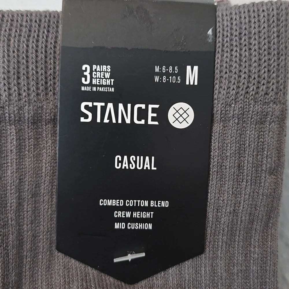 Stance 3-Pack Casual Crew Socks - Gray, Burgundy & Sage, Cotton, Medium
